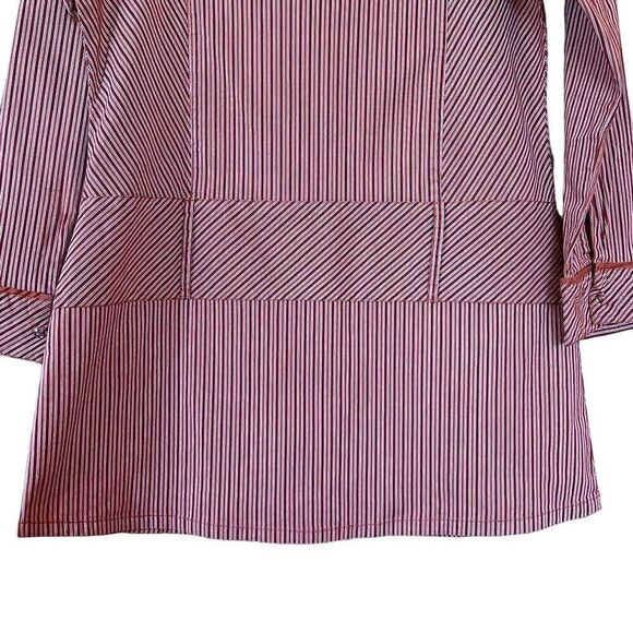 Juliet Striped Vintage Retro Johnny Collar 3/4 Sleeve Button Down - Picture 5 of 9